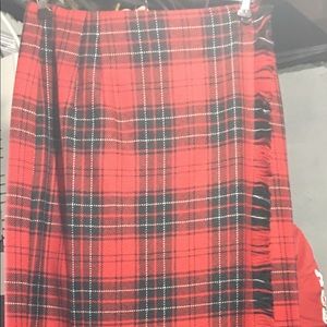 Rafaella wraparound plaid ankle length wool skirt